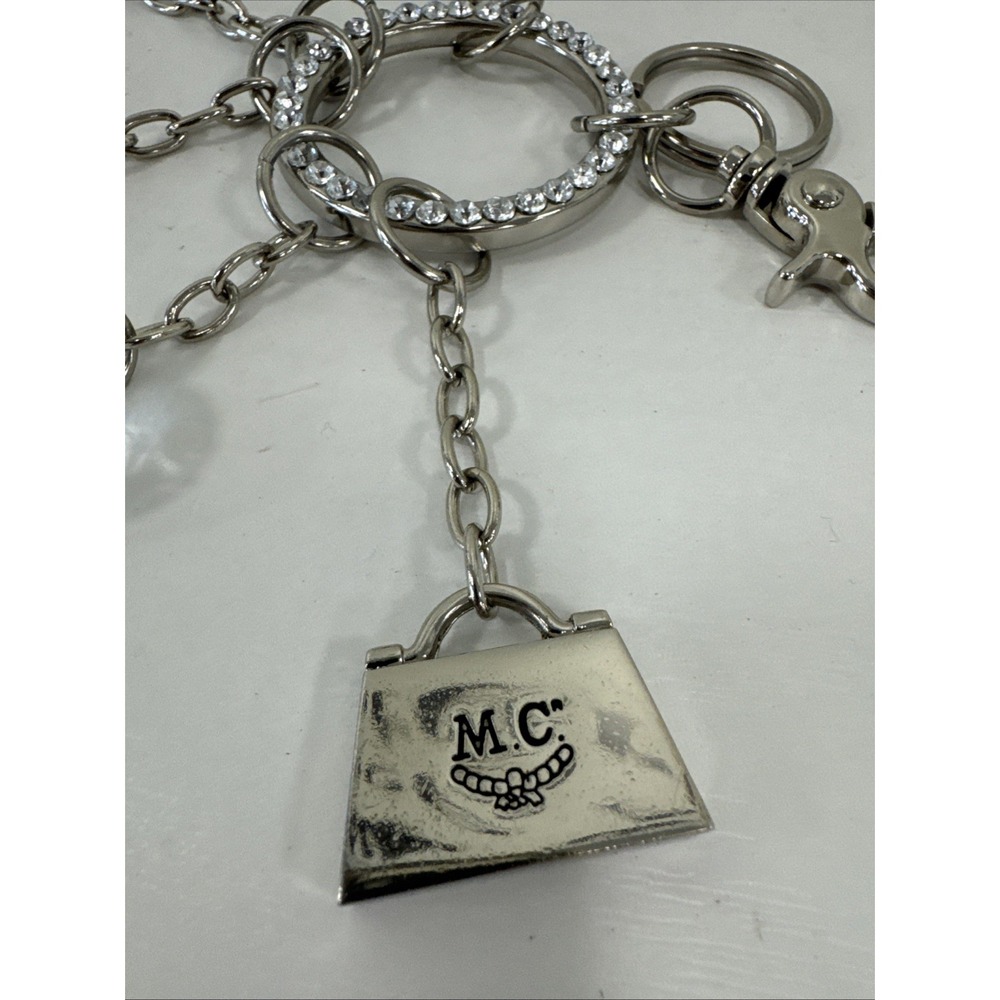 VINTAGE AUTHENTIC MC HANDBAG SILVER TONE METAL ACCESSORY PENDANT KEYCHAIN
